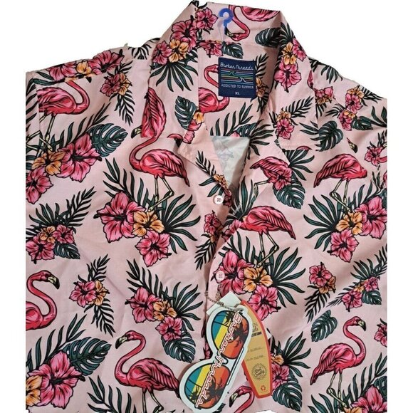 Broken Threads Addicted To Summer XL Multicolor Flamingo Print Aloha Shirt - Picture 6 of 8